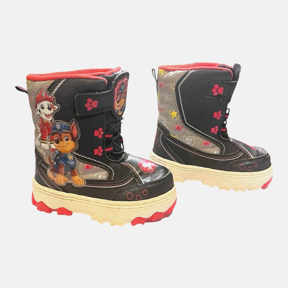 Paw Patrol Chase Marshall Winter Toddler Boys Lights Up Boots Pull On Size 6